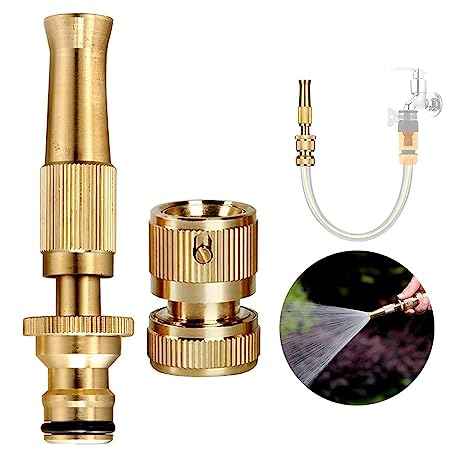 Wilton Water Spray Gun for Car Wash Bike Washing Spray Gun for 1/2" Hose Pipe High Pressure Gun Nozzle Adjustable Car Wash Tube Pan (High Pressure water spray) ((Brass Nozzle water spray))