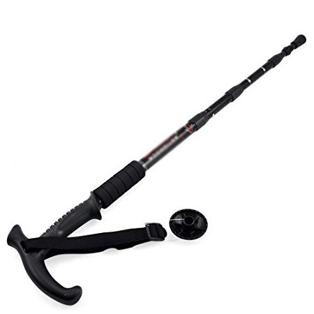 SWT Folding Antishock Trekking Hiking Pole Staff Walking Cane Stick Adjustable Stretch From 19.6" to 43.3"approx