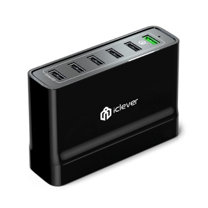 [Qualcomm Quick Charge 3.0] iClever BoostCube  60W 6-Port USB Desktop Charger (Quick Charge 2.0 Compatible) with SmartID for iPhone, iPad, Galaxy, Nexus, LG and More