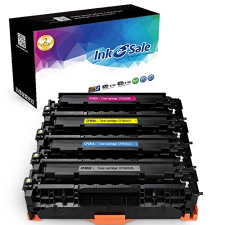 INK E-SALE Compatible Toner Cartridge Replacement for HP 312A CF380X CF381A CF382A CF383A (KCMY, 4-Pack), for use in HP Color Laserjet Pro MFP M476dn, M476nw, M476dw Printers