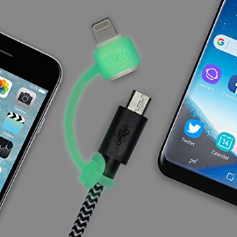 LightningCozy 2-Pack (Glow In the Dark) for Micro USB to Lightning / Micro USB to USB-C