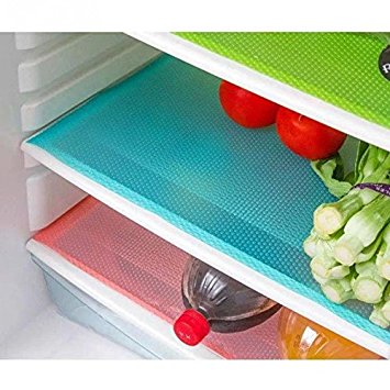 Yosoo 4Pcs/Set 29cm * 45cm Refrigerator Pad Antibacterial antifouling Mildew Moisture Absorption Pad Refrigerator Mats (Green)