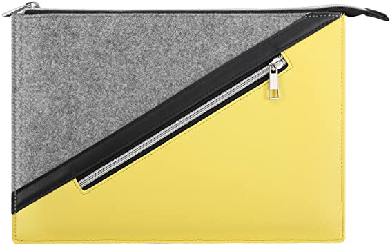 MoKo 13.3 Inch Laptop Sleeve, Briefcase Bag Zipper Pouch with Pocket Fits MacBook Pro 13" 2012-2015, MacBook Air 13" 2012-2017, iPad Pro 12.9 2021/2020/2018, Google Pixel Slate 12.3" 2018 - Yellow