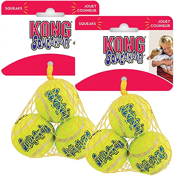 KONG Air Dog Squeakair Dog Toy Tennis Balls, Small (6 Pack)