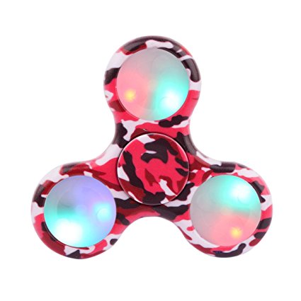 Tepoinn LED Light Fidget Hand Spinner -High Speed Spins Stress Reliever Reducer Anxiety for Kids & Adults (Camouflage red)