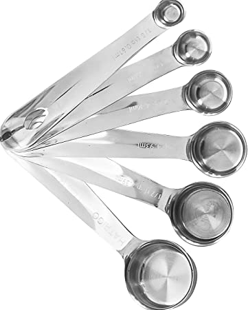 Heavy-Duty Unbreakable 18/8 Stainless Steel Measuring Spoons Set, Polished Finish Stackable Set, Strong One Continuous Piece Set, Non-Welded Measuring Spoons, Built to Last a Lifetime - Set of 6