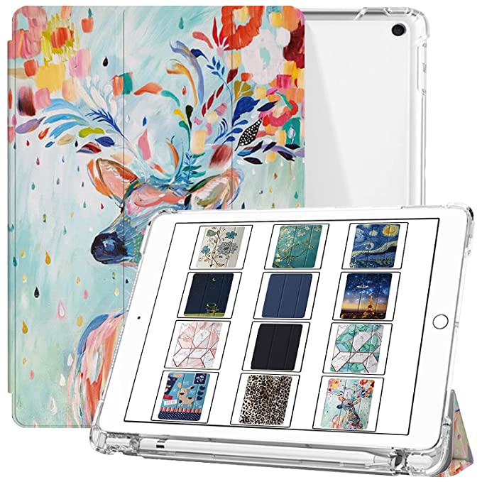 DuraSafe Cases for iPad 7th 8th Gen 2019 / 2020 - 10.2 Inch [ iPad 8 7 ] MW762LL/A MW742LL/A MW752LL/A MW792LL/A MW772LL/A Ultra Slim Printed Smart Auto Sleep / Wake Cover Pencil Holder - Deer Print