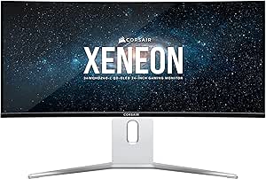 Corsair XENEON 34WQHD240-C 34 Zoll QD-OLED Gekrümmtes Gaming-Monitor – 3440 x 1440, 240Hz, 0,03ms GtG, G-SYNC-Fähig, FreeSync Premium, True Black HDR400, HDMI 2.1, DisplayPort 1.4, USB-C – Weiß