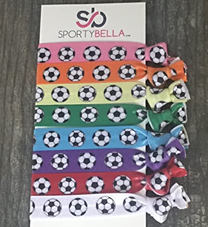Infinity Collection Soccer Hair Accessories, Soccer Hair Ties, No Crease Soccer Hair Elastics Set of 8