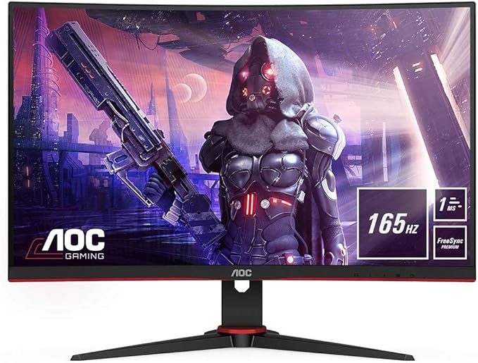 AOC Gaming C27G2AE - 27 inch FHD Curved Monitor,165Hz, 1 ms MPRT, VA, AMD FreeSync Premium, Speakers, Low Input Lag (1920x1080@ 165Hz, 250 cd/m², HDMI/VGA/DP)