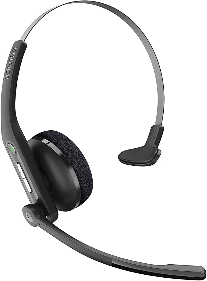 Edifier CC200 Bluetooth Headset with Noise Cancelling Microphone - Trucker Bluetooth Headset - HD Voice - 29hrs Talk Time - USB-C Cable - Multiple Calls Control - Ultralight Design - Black