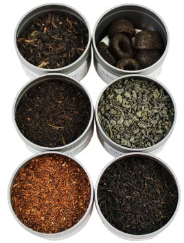 Loose Leaf Tea Sampler Gunpowder Green Tea, Lychee Congou Loose Tea, Rooibos Herbal Tea, and More, Loose Tea Sampler
