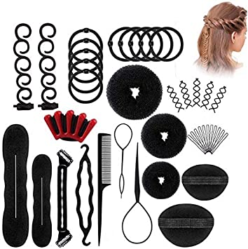 VASLON Donut Hair Bun Maker, Hair Styling Accessories Set, 12 PCS Hair Design Styling Tools Accessories DIY Hair Accessories Hair Modelling Tool Magic Simple Fast Braid Hair Braiding Tool