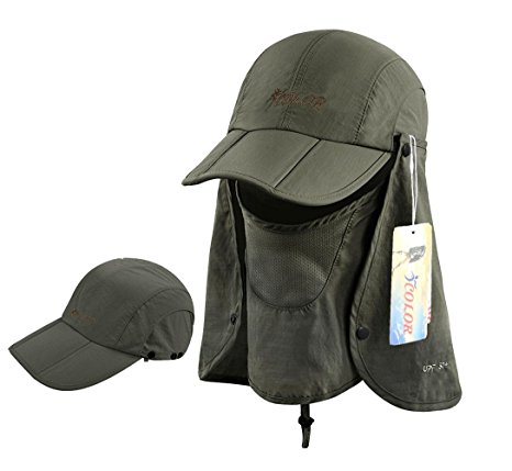 iColor Sun Caps Flap Hats UV 360° Solar Protection UPF 50  Sun Cap Removable Neck&Face Flap Cover Caps for Man Women Baseball Backpacking Cycling Hiking Fishing Garden Hunting Outdoor Camping