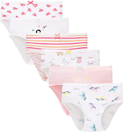 Slenily Little Girls Heart Briefs Toddler Kids Striped Underwear Soft Cotton Undies(Pack of 6)