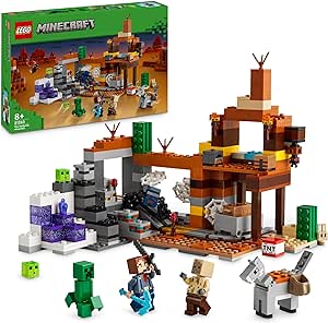 LEGO Minecraft The Badlands Mineshaft Video-Game Toy for 8 Plus Year Old Boys & Girls, Includes Explorer, Creeper and Spider Figures for Independent Play, Birthday Gift for Kids 21263