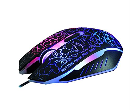 HoMei 2400 DPI 6 Button USB LED Light Optical Wired Gaming Mouse Mice for Pro Gamer Macbook All Laptop, Black