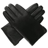 Luxury Lane Mens Classic Cashmere Lined Lambskin Leather Gloves