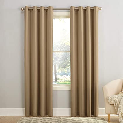 Sun Zero Barrow Energy Efficient Grommet Curtain Panel, 54" x 108", Taupe