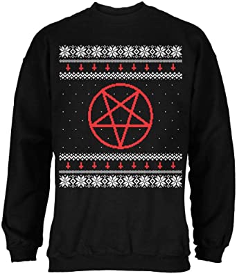 Old Glory Satanic Pentagram Ugly Christmas Sweater Black Adult Sweatshirt