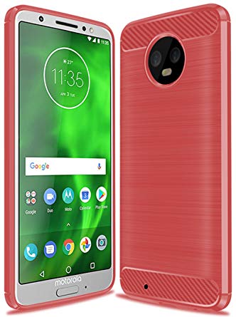 Moto G6 Case, Moto G (6th Generation) Case, Suensan TPU Shock Absorption Technology Raised Bezels Protective Case Cover for Motorola Moto G6 5.7 Inch (TPU Red)