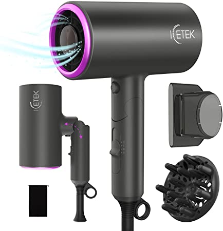 Ionic Hair Dryer, ICETEK 2000W Diffuser Hair Dryer Professional Salon Negative Ions Hair Blow Dryer, Fast Drying Travel Hair Dryer with 3 Heating/2 Speed/Cool Button Without Damaging Hair
