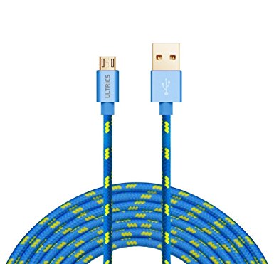 ULTRICS® Micro USB Cable, High Speed Upgraded Metal Shield Version Nylon Braided USB2.0 A Male to Micro B Sync and Charging Cord for Android Devices, Samsung Galaxy Sony Motorola and More [1M Blue]