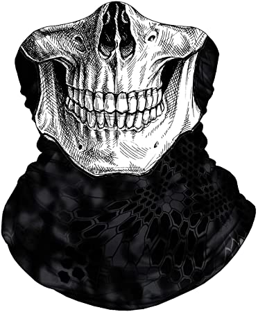 Skull Face Mask Bandana, Motorcycle Face Mask for Men Women, Skeleton Half Face Mask Sun UV Dust Wind Protection Breathable Rave Face Scarf Neck Gaiter for Biker Riding