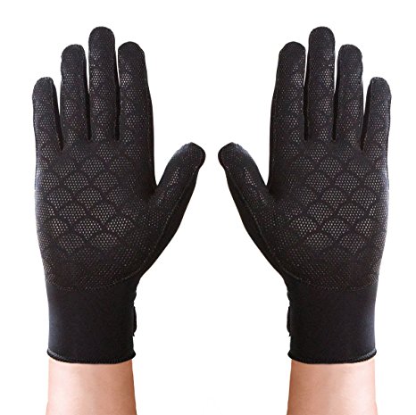Thermoskin Full Finger Arthritis Gloves, Black, Large