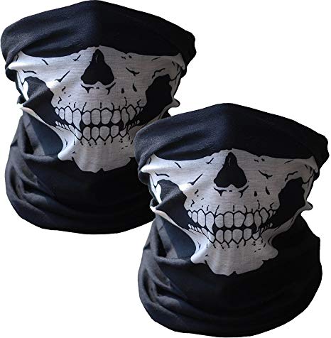 WOVTE Black Seamless Skull Face Tube Mask Pack of 2