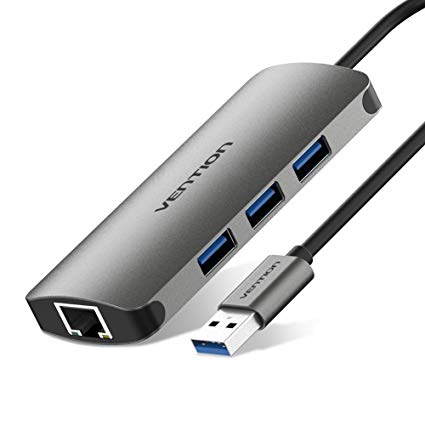 Vention USB Hub USB 3.0 to RJ45 Gigabit Ethernet Adapter 10/100/1000Mbps with 3 Ports USB 3.0 Network Compatible for Windows Surface Pro,MacBook Air,Computers,Mobile HDD and More