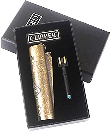 CLIPPER Butane Refillable Classic Retro Bronze Metal Lighter - Limited Edition - (ACE of Spades)