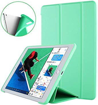 Kenke iPad Pro 10.5 Trifold Smart Case Silicone Soft TPU [Auto Sleep/Wake] with Ultra Slim Back Cover for Apple iPad Pro 10.5-inch Case (Mint Green)