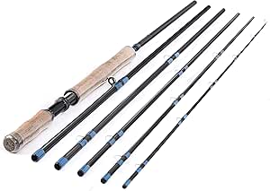 13ft 8-9wt or 14ft 9-10wt 6 Pieces Sections Carbon Spey Fly Fishing Rod Pole Double Hand Medium Fast Freshwater and Saltwater Fly Fishing