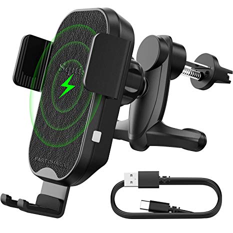 Squish Wireless Car Charger Air Vent, 10W 7.5W Qi Fast Charging Phone Mount Auto Clamping Car Phone Holder, Compatible with iPhone Xs Max/XS/XR/X/8Plus/8 Samsung Galaxy S10/S9/S8/S8  Samsung Note9 8 7