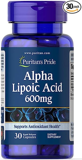 Puritan's Pride Alpha Lipoic Acid 600mg Trial Size-30 Rapid Release Capsules