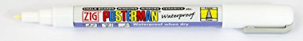 Zig Posterman White Chalkboard Marker Pen 1mm Tip - White (Single Pen) PMA-20