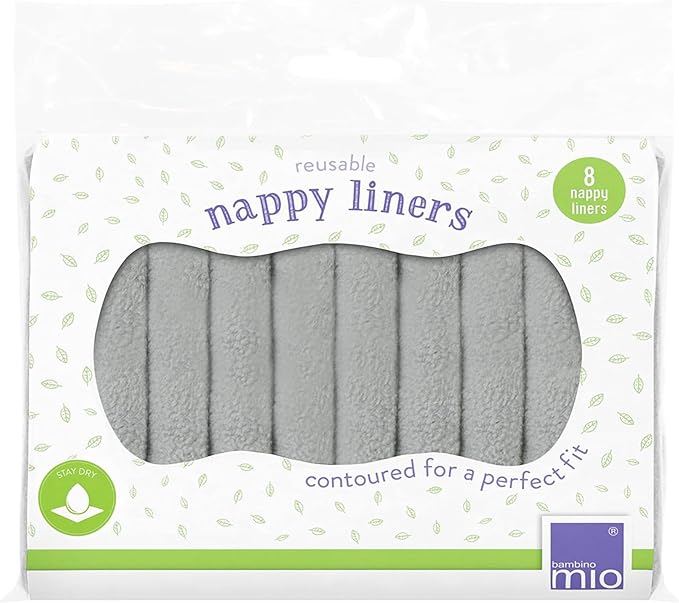 Bambino Mio, Revolutionary Reusable Nappy Liners - Washable Liners, Eco-Friendly and Chemical-Free, Pack of 8 - Packaging May Vary