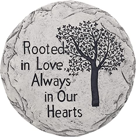 Top Brass Garden Memorial Stepping Stone - Rooted in Love, Always in Our Hearts - Tree of Life