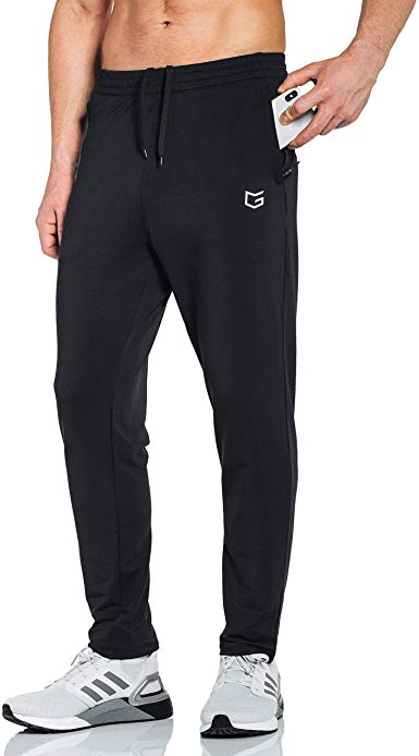 G Gradual Men's Sweatpants with Zipper Pockets Tapered Track Athletic Pants for Men Running, Exercise, Workout