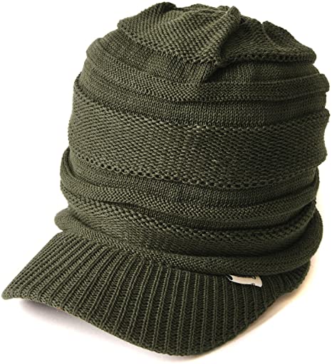 CHARM Mens Winter Knit Beanie Hat - Womens Slouchy Visor Cap Summer Baggy Slouch Knit