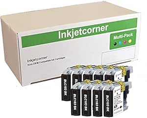 Inkjetcorner Compatible Ink Cartridges Replacement for LC103XL BLC103 BK (Black, 9-Pack)