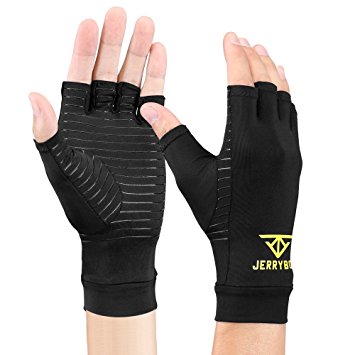 Jerrybox Arthritis Gloves Fingerless Copper Gloves Compression Medical Support Gloves