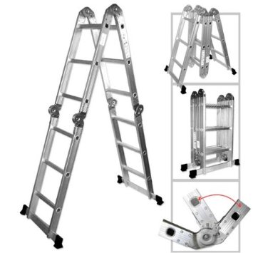 Neiko® 01995 Folding Aluminum Ladder, 12.5-Ft Extended | 300 Lbs. Capacity