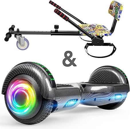 SISIGAD Hoverboard with Seat Attachment, Hoverboard Go Kart Combo, 6.5" Bluetooth Hover Board with Seat Attachment for Hoverboard