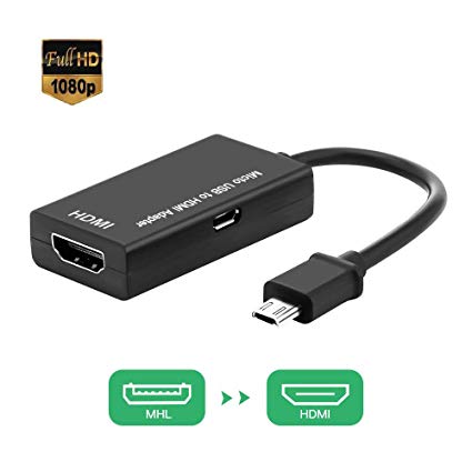 MHL to HDMI HDTV Adapter, Micro USB to HDMI Cable for Android Smart Phones, Tablets with MHL Function