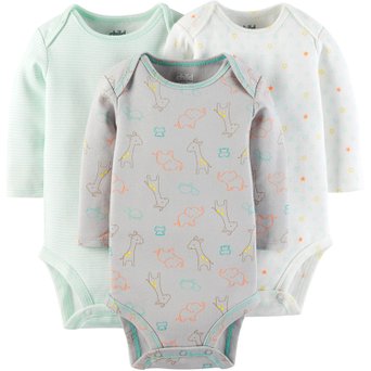 Child Of Mine by Carter's Unisex Baby Long Sleeve Bodysuit 3- Pack