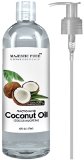 Majestic Pure Fractionated Coconut Oil 16 Oz - 100 Pure and Natural - One of the Best Aromatherapy Carrier Oils - Moisturizer and Softener Excellent as a Massage Oil with Numerous Skin and Hair Benefits
