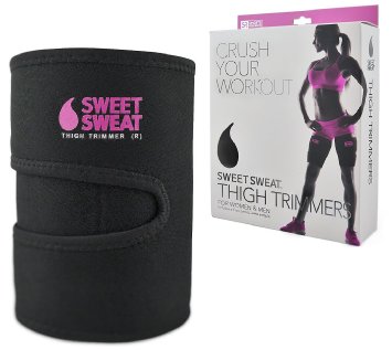 Sweet Sweat Premium Thigh Trimmers (Pink Logo) for Men & Women. Includes Free Sample of Sweet Sweat Workout Enhancer!