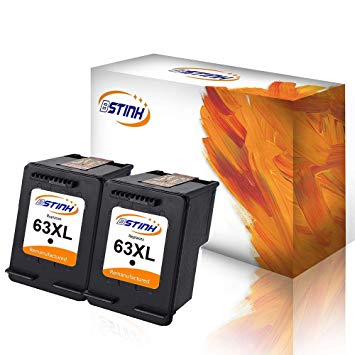 BSTINK Remanufactured Ink Cartridge Replacement for HP 63 XL 63XL Compatible with HP DeskJet 1112 2132 3632,Envy 4520 4516,Officejet 3830 3833 4650 Printer (2 Black)